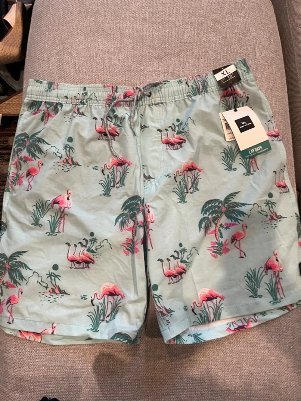 Men's Light Blue Flamingo Print Swim Shorts ripcurl Boca volley